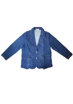 Agnes Orinda Women's Plus Size Denim Jackets Elegant Jean Lapel Work Blazers -Agnes Orinda Store Belk 147