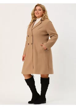 Agnes Orinda Plus Size Long Coats for Women Notched Lapel Winter Double Breasted Coat Christmas -Agnes Orinda Store Belk 15
