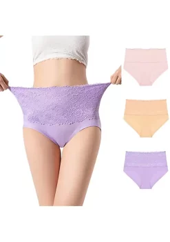 Agnes Orinda Underpants for Women Stretch Mid High Waist Briefs Breathable Hipster Panties 3 Pack -Agnes Orinda Store Belk 1508