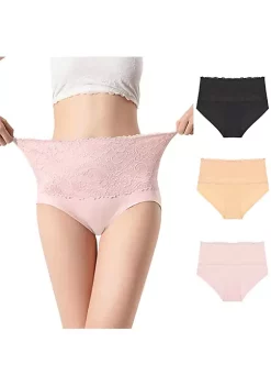 Agnes Orinda Underpants for Women Stretch Mid High Waist Briefs Breathable Hipster Panties 3 Pack -Agnes Orinda Store Belk 1510