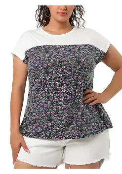 Agnes Orinda Women's Plus Size T Shirt Dolman Sleeve Summer Floral Top