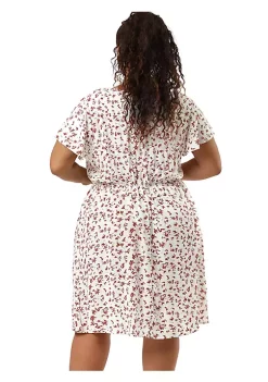Agnes Orinda Plus Size Dress for Women Flared Sleeve V Neck Floral Print Ruffle Peplum Midi Dresses -Agnes Orinda Store Belk 1554