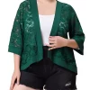 Agnes Orinda Women's Plus Size 3/4 Sleeve Sheer Lace Open Front High Low Hem Cardigan -Agnes Orinda Store Belk 1560