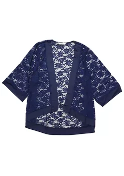 Agnes Orinda Women's Plus Size 3/4 Sleeve Sheer Lace Open Front High Low Hem Cardigan -Agnes Orinda Store Belk 1567