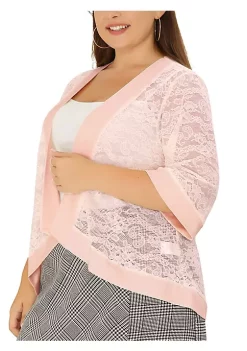 Agnes Orinda Women's Plus Size 3/4 Sleeve Sheer Lace Open Front High Low Hem Cardigan -Agnes Orinda Store Belk 1569