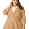 Agnes Orinda Women's Plus Size Blazers Ruffle V Neck Button Ruched Casual Peplum Blazer