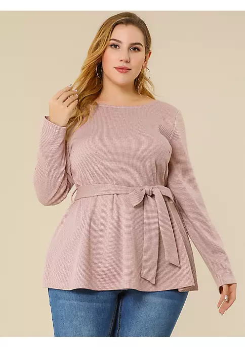 Agnes Orinda Women's Plus Size Blouse Houndstooth Office Casual Work Blouses Peplum Top Mothers Day Gifts 4 Agnes Orinda Women's Plus Size Blouse Houndstooth Office Casual Work Blouses Peplum Top Mothers Day Gifts - Image 2