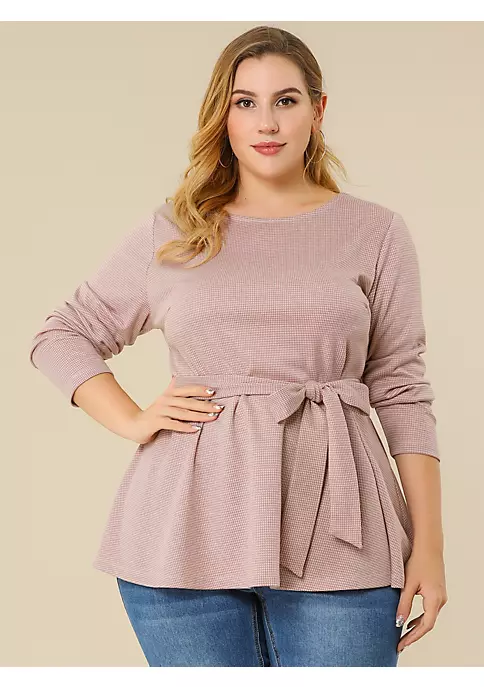 Agnes Orinda Women's Plus Size Blouse Houndstooth Office Casual Work Blouses Peplum Top Mothers Day Gifts 6 Agnes Orinda Women's Plus Size Blouse Houndstooth Office Casual Work Blouses Peplum Top Mothers Day Gifts - Image 4