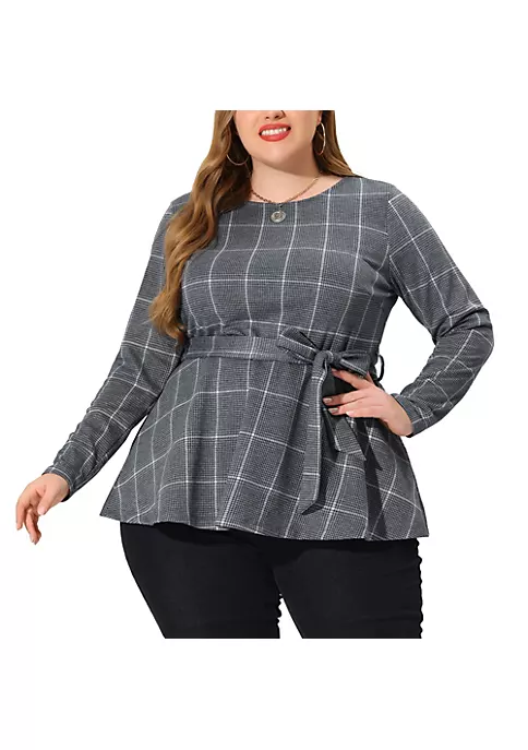 Agnes Orinda Women's Plus Size Blouse Houndstooth Office Casual Work Blouses Peplum Top Mothers Day Gifts 8 Agnes Orinda Women's Plus Size Blouse Houndstooth Office Casual Work Blouses Peplum Top Mothers Day Gifts - Image 6