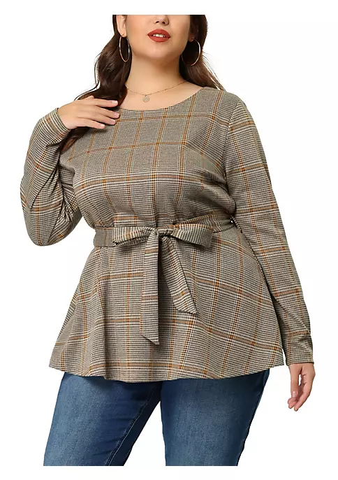 Agnes Orinda Women's Plus Size Blouse Houndstooth Office Casual Work Blouses Peplum Top Mothers Day Gifts 9 Agnes Orinda Women's Plus Size Blouse Houndstooth Office Casual Work Blouses Peplum Top Mothers Day Gifts - Image 7