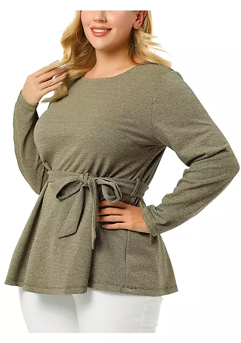 Agnes Orinda Women's Plus Size Blouse Houndstooth Office Casual Work Blouses Peplum Top Mothers Day Gifts 11 Agnes Orinda Women's Plus Size Blouse Houndstooth Office Casual Work Blouses Peplum Top Mothers Day Gifts - Image 9