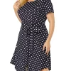 Agnes Orinda Women's Plus Size Spring Polka Dots Short Sleeve Tie Waist Flare Dress -Agnes Orinda Store Belk 1590