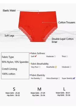 Agnes Orinda Women's 4 Packs Lace Soft Briefs Mid-Rise Hipster Micro Underwear -Agnes Orinda Store Belk 1606