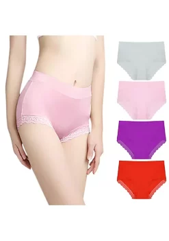 Agnes Orinda Women's 4 Packs Lace Soft Briefs Mid-Rise Hipster Micro Underwear -Agnes Orinda Store Belk 1607