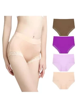 Agnes Orinda Women's 4 Packs Lace Soft Briefs Mid-Rise Hipster Micro Underwear -Agnes Orinda Store Belk 1608