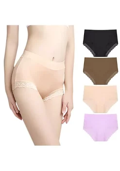 Agnes Orinda Women's 4 Packs Lace Soft Briefs Mid-Rise Hipster Micro Underwear -Agnes Orinda Store Belk 1609