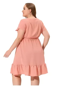 Agnes Orinda Women's Plus Size Spring Drawstring Tie Waist Ruffle Midi Shirtdress -Agnes Orinda Store Belk 1621