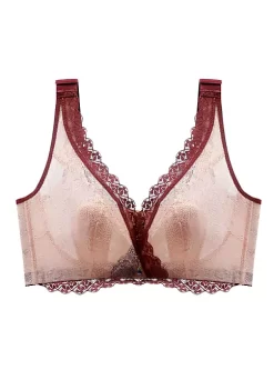 Agnes Orinda Women's Wirefree 5-Hook Sheer Lace Trim Adjustable Straps Comfort Bra -Agnes Orinda Store Belk 1626