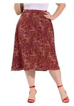 Agnes Orinda Women's Plus Size Spring Camping Floral A Line Wrap Midi Skirt -Agnes Orinda Store Belk 1631