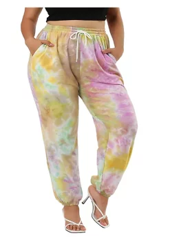 Agnes Orinda Women's Plus Size Drawstring Waist Contrast Color Jogger Pants -Agnes Orinda Store Belk 1651