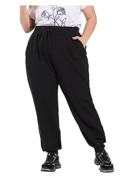 Agnes Orinda Women's Plus Size Drawstring Waist Contrast Color Jogger Pants -Agnes Orinda Store Belk 1653