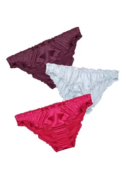 Agnes Orinda Women's Frill Trim Underwear Briefs Hipster Panty Satin Panties 3 Pack -Agnes Orinda Store Belk 1668