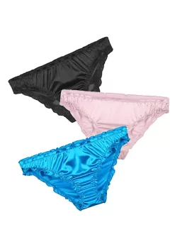 Agnes Orinda Women's Frill Trim Underwear Briefs Hipster Panty Satin Panties 3 Pack -Agnes Orinda Store Belk 1669