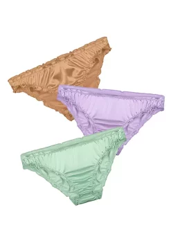 Agnes Orinda Women's Frill Trim Underwear Briefs Hipster Panty Satin Panties 3 Pack -Agnes Orinda Store Belk 1670
