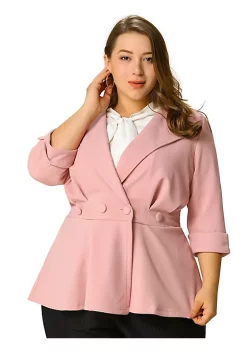 Agnes Orinda Women's Plus Size Blazers Ruffle V Neck Button Ruched Casual Peplum Blazer -Agnes Orinda Store Belk 168