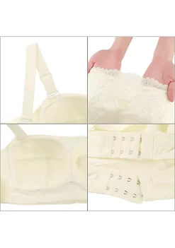 Agnes Orinda Bandeau Bra, Women's Detachable Straps Back Buckle Lift Insert Lace Bralette -Agnes Orinda Store Belk 1696