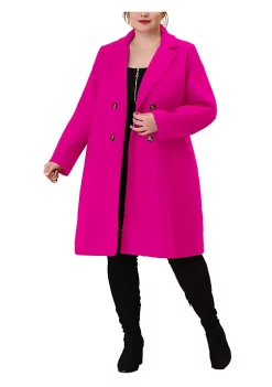 Agnes Orinda Plus Size Long Coats for Women Notched Lapel Winter Double Breasted Coat Christmas -Agnes Orinda Store Belk 17
