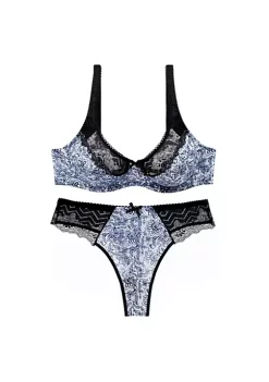 Agnes Orinda Women's Plus Size Underwire Retro Lace Trim Push-Up Bra and Panty Set -Agnes Orinda Store Belk 1705