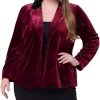Agnes Orinda Plus Size Office Jackets for Women Casual Party One Button Lapel Work Velvet Blazers -Agnes Orinda Store Belk 1716
