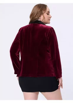 Agnes Orinda Plus Size Office Jackets for Women Casual Party One Button Lapel Work Velvet Blazers -Agnes Orinda Store Belk 1719