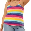 Agnes Orinda Plus Size Cami Strap for Women Stripe Sleeveless Stretch Camisole Tops -Agnes Orinda Store Belk 1724
