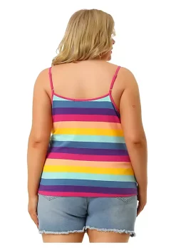 Agnes Orinda Plus Size Cami Strap for Women Stripe Sleeveless Stretch Camisole Tops -Agnes Orinda Store Belk 1728