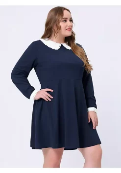Agnes Orinda Women's Plus Size Spring Peter Pan Collar Knit Midi Dress -Agnes Orinda Store Belk 1737