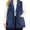 Agnes Orinda Plus Size Denim Vests for Women Sleeveless Lapel Casual Chambray Jackets Vest -Agnes Orinda Store Belk 174