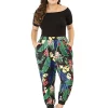 Agnes Orinda Women's Plus Size Sweatpants Elastic Pockets Jogger Tropical Floral Harem Pants Mothers Day -Agnes Orinda Store Belk 1763