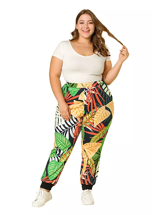Agnes Orinda Women's Plus Size Sweatpants Elastic Pockets Jogger Tropical Floral Harem Pants Mothers Day 8 Agnes Orinda Women's Plus Size Sweatpants Elastic Pockets Jogger Tropical Floral Harem Pants Mothers Day - Image 6