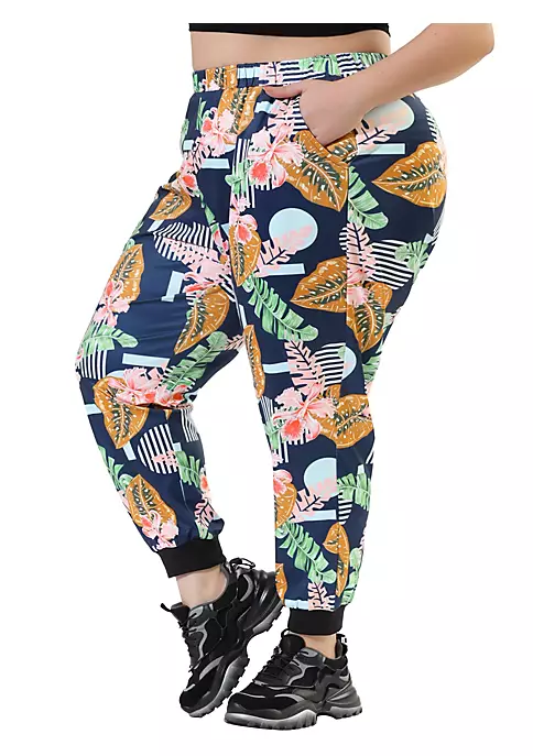 Agnes Orinda Women's Plus Size Sweatpants Elastic Pockets Jogger Tropical Floral Harem Pants Mothers Day 12 Agnes Orinda Women's Plus Size Sweatpants Elastic Pockets Jogger Tropical Floral Harem Pants Mothers Day - Image 10