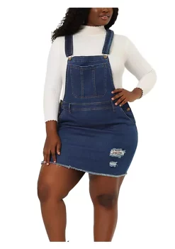 Agnes Orinda Women's Plus Size Raw Hem Denim Suspender Ripped Overall Dress -Agnes Orinda Store Belk 1777