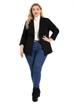 Agnes Orinda Faux Suede Blazer for Women Plus Size Long Sleeve Drape Open Front Winter Jacket -Agnes Orinda Store Belk 1793