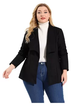 Agnes Orinda Faux Suede Blazer for Women Plus Size Long Sleeve Drape Open Front Winter Jacket -Agnes Orinda Store Belk 1794