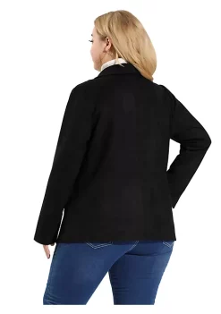 Agnes Orinda Faux Suede Blazer for Women Plus Size Long Sleeve Drape Open Front Winter Jacket -Agnes Orinda Store Belk 1795