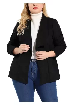 Agnes Orinda Faux Suede Blazer for Women Plus Size Long Sleeve Drape Open Front Winter Jacket -Agnes Orinda Store Belk 1797