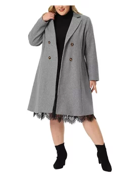 Agnes Orinda Plus Size Long Coats for Women Notched Lapel Winter Double Breasted Coat Christmas -Agnes Orinda Store Belk 18