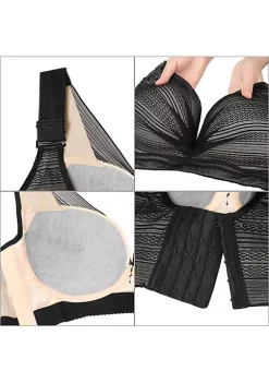 Agnes Orinda Women's Full Coverage 5 Hooks Lace Trim Adjustable Straps Comfort Bra -Agnes Orinda Store Belk 1811