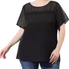 Agnes Orinda Women's Plus Size Polka Dots Sheer Panel Short Sleeve Plain Top -Agnes Orinda Store Belk 1814