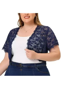Agnes Orinda Plus Size Sheer Shrug for Women, Open Front Cardigan Lightweight Floral Lace Shrugs -Agnes Orinda Store Belk 1827